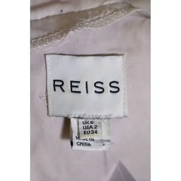 Reiss Womens Textured Glitter Geometric Zipped Charm Sleeved Dress Beige Size 2 - Picture 6 of 7